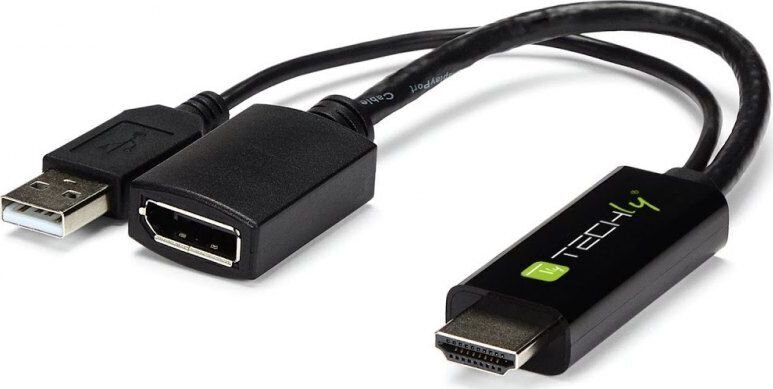 Adapteris Techly HDMI ar uzlādējamu USB uz DisplayPort 4K*60Hz цена и информация | Adapteri un USB centrmezgli | 220.lv