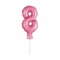 Folijas balons ar kociņu cipars 8, rozā, 13 cm cena un informācija | Baloni | 220.lv