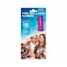 Folijas balons cipars 1, rozā, 35 cm cena un informācija | Baloni | 220.lv