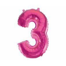 Folijas balons cipars 3, rozā, 35 cm cena un informācija | Baloni | 220.lv