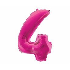Folijas balons cipars 4, rozā, 35 cm cena un informācija | Baloni | 220.lv