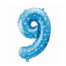 Folijas balons cipars 9, zils ar zvaigznītēm, 64 cm cena un informācija | Baloni | 220.lv