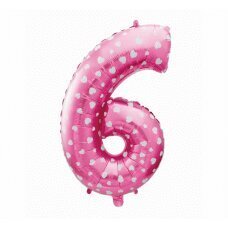 Folijas balons cipars 6, rozā ar sirsniņām, 64 cm cena un informācija | Baloni | 220.lv