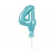 Folijas balons ar kociņu cipars 4, gaiši zils, 13 cm cena un informācija | Baloni | 220.lv