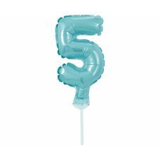 Folijas balons ar kociņu cipars 5, gaiši zils, 13 cm cena un informācija | Baloni | 220.lv