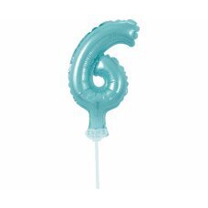Folijas balons ar kociņu cipars 6, gaiši zils, 13 cm cena un informācija | Baloni | 220.lv