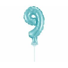 Folijas balons ar kociņu cipars 9, gaiši zils, 13 cm cena un informācija | Baloni | 220.lv