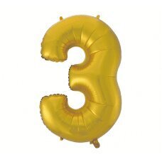 Folijas balons cipars 3, zeltains matēts, 92 cm cena un informācija | Baloni | 220.lv