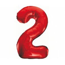Folijas balons cipars 2, sarkans, 85 cm cena un informācija | Baloni | 220.lv