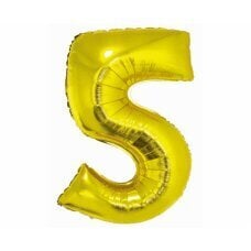 Folijas balons Smart, cipars 5, zeltains, 76 cm cena un informācija | Baloni | 220.lv
