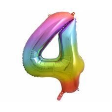 Folijas balons cipars 4, varavīksne, 85 cm cena un informācija | Baloni | 220.lv