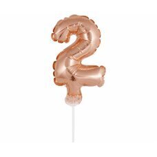 Folijas balons ar kociņu cipars 2, rozā zelta, 13 cm cena un informācija | Baloni | 220.lv