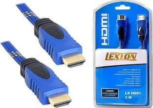 Cable HDMI-HDMI 3m blue v1.4 blist. cena un informācija | Kabeļi un vadi | 220.lv