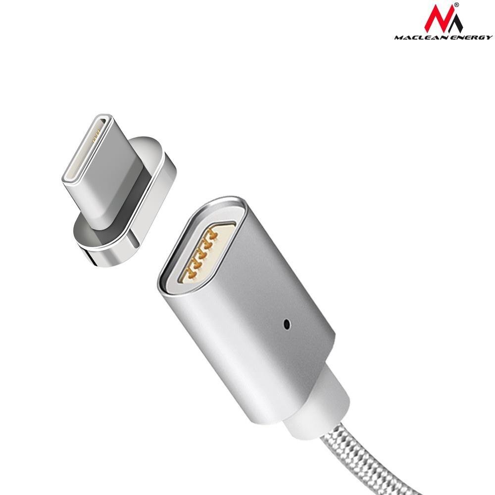 Magnētiskais USB Type-C kabelis sudraba Maclean Energy MCE178 cena un informācija | Kabeļi un vadi | 220.lv