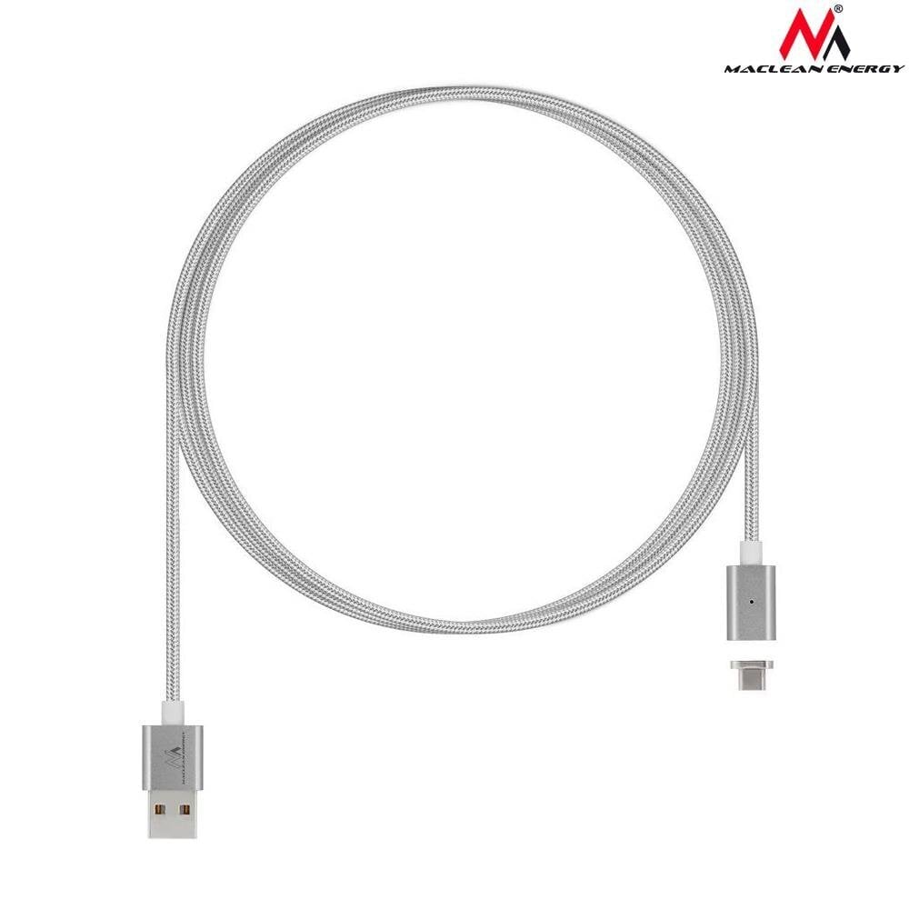 Magnētiskais USB Type-C kabelis sudraba Maclean Energy MCE178 cena un informācija | Kabeļi un vadi | 220.lv