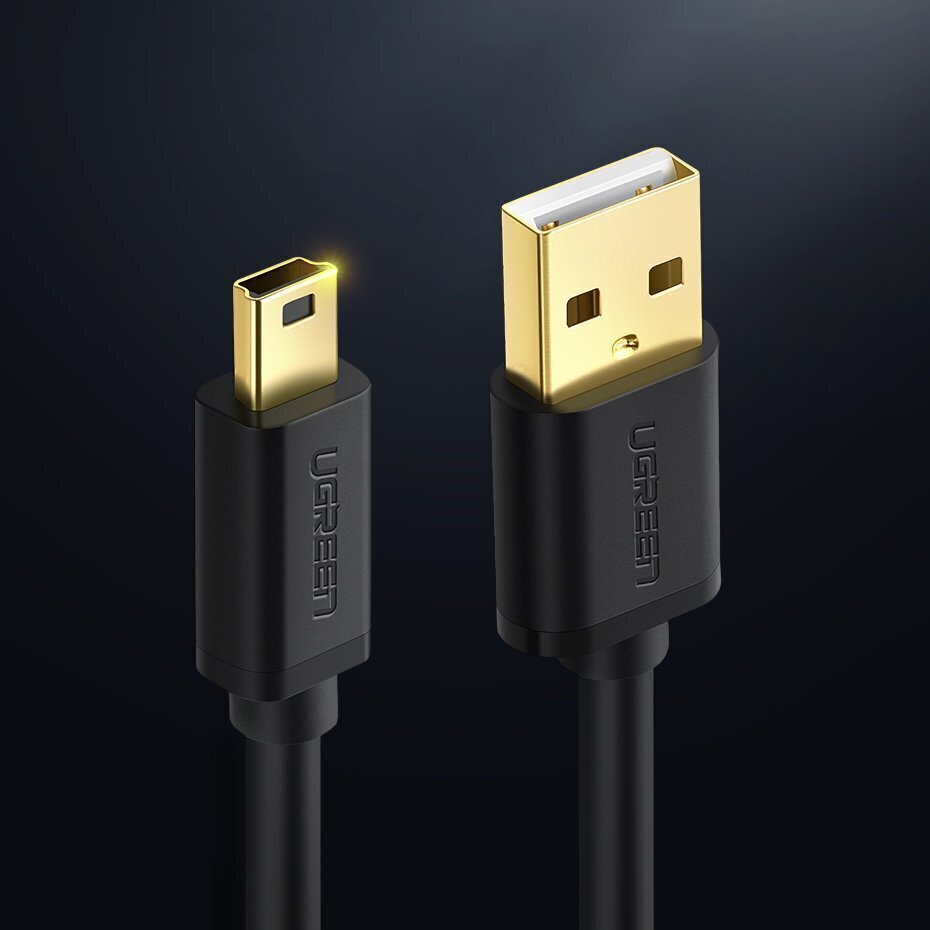 Ugreen USB - mini USB cable 480 Mbps 1,5 m black (US132 10385) cena un informācija | Savienotājkabeļi | 220.lv