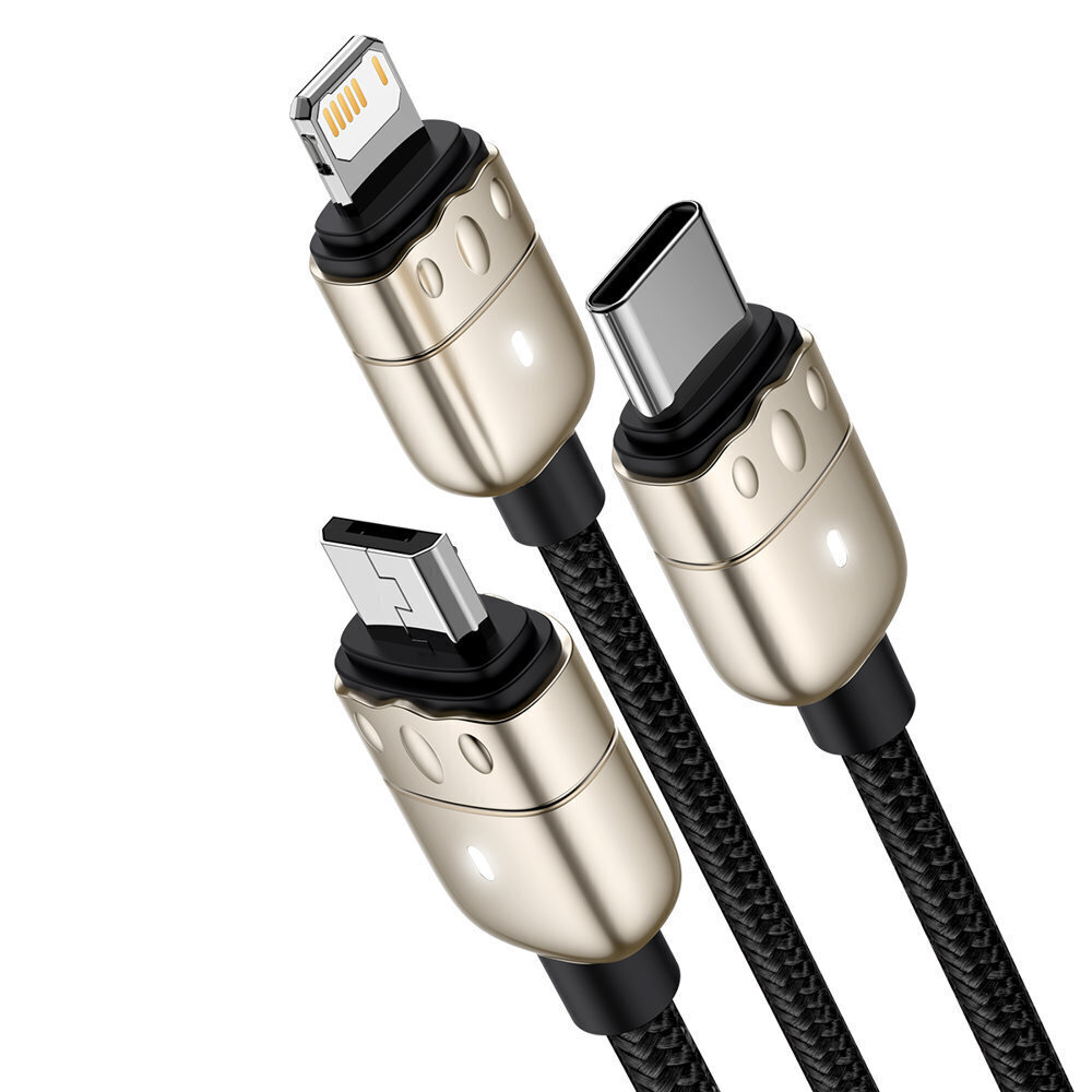 USB cable 3in1 Baseus Year of the Tiger, USB to micro USB / USB-C / Lightning, 3.5A, 1.2m (black) cena un informācija | Savienotājkabeļi | 220.lv