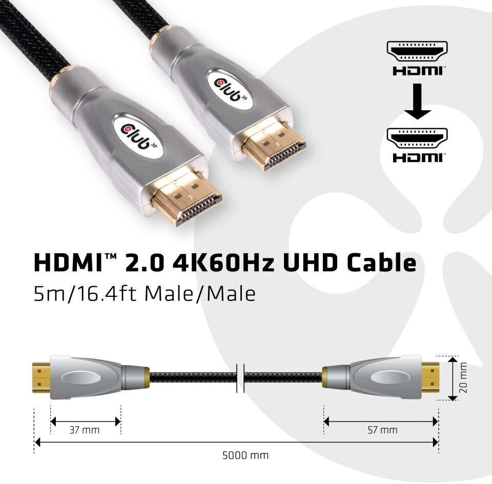 Club 3D, HDMI, 5 m cena un informācija | Kabeļi un vadi | 220.lv