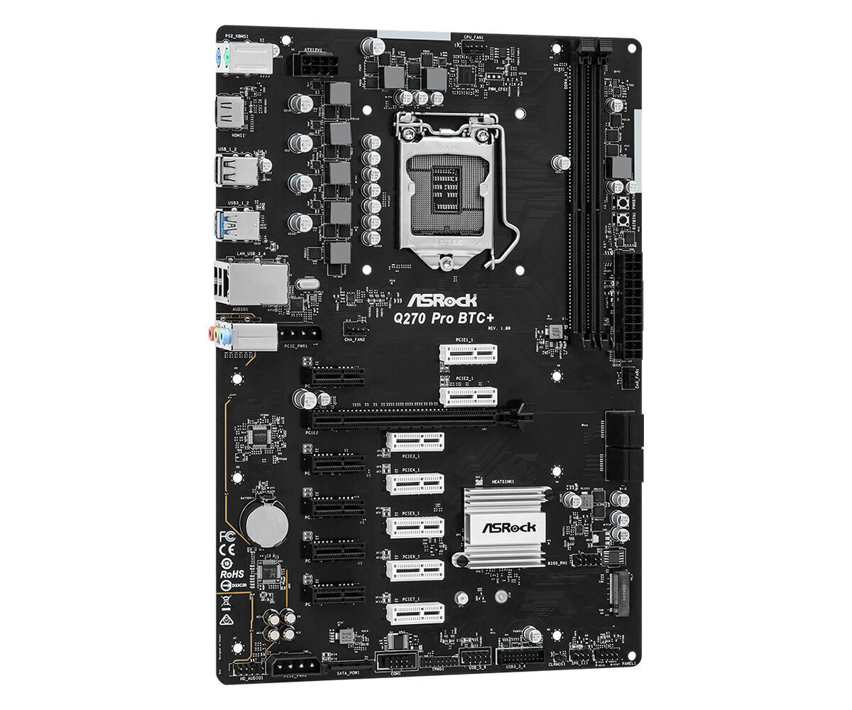 Asrock Q270 Pro BTC+ Intel® Q270 LGA 1151 (Socket H4) ATX cena un informācija | Mātesplates | 220.lv