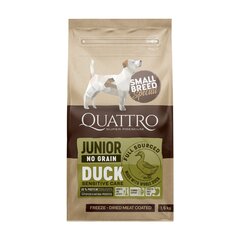 Quattro Small Breed Junior sausā bezgraudu barība mazo šķirņu suņiem, ar pīli, 7kg cena un informācija | Sausā barība suņiem | 220.lv