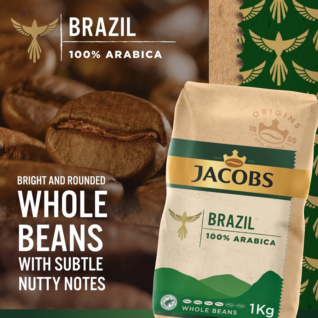 Kafijas pupinas Jacobs Origins Brazil, 1 kg цена и информация | Kafija, kakao | 220.lv