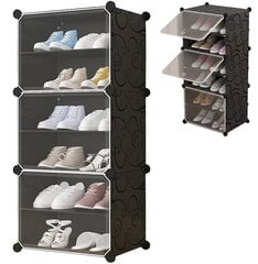 Модульный обувной шкаф 14981, черный цена и информация | Полки для обуви, банкетки | 220.lv