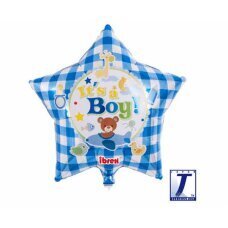 Hēlija balons Ibrex Zvaigzne It's A Boy Bear, zils, 38 cm cena un informācija | Baloni | 220.lv