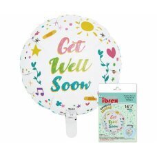 Hēlija balons Ibrex Get Well Soon, dažādu krāsu, 35 cm cena un informācija | Baloni | 220.lv