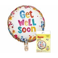 Hēlija balons Ibrex Get Well Soon, dažādu krāsu, 35 cm cena un informācija | Baloni | 220.lv
