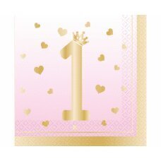 Salvetes 1. Birthday Pink Ombre 33 x 33 cm, 16 gab. cena un informācija | Vienreizējie trauki | 220.lv