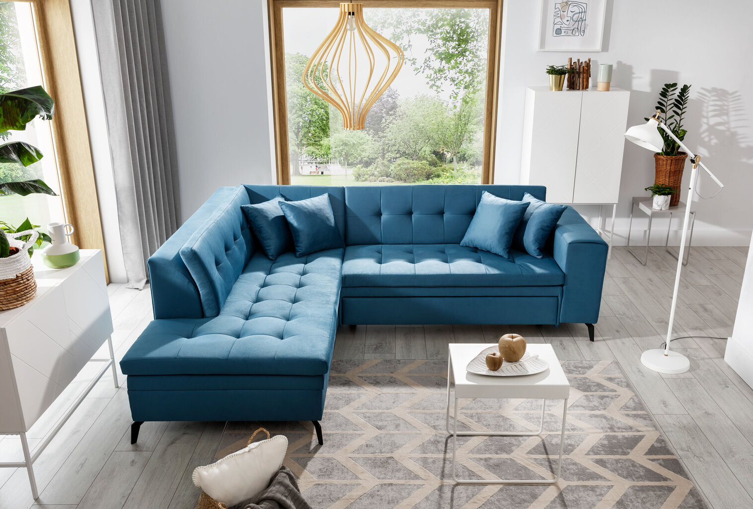 Stūra dīvāns NORE Lanvin, Nube, zils cena un informācija | Stūra dīvāni | 220.lv