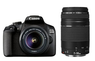 Canon EOS 2000D + EF-S 18-55mm III + EF 75-300mm III цена и информация | Цифровые фотоаппараты | 220.lv