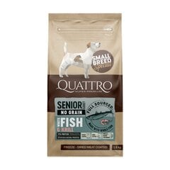 Quattro Small Breed Senior and Diet sausā bezgraudu barība mazo šķirņu suņiem ar baltajām zivīm, 1,5kg цена и информация | Сухой корм для собак | 220.lv