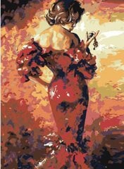 Glezna pēc numuriem "Sarkana kleita 2" 40x60 G cena un informācija | Gleznas pēc numuriem | 220.lv