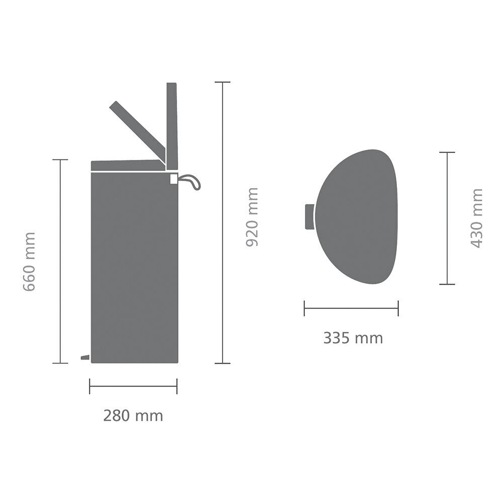 Atkrtumu tvertne ar pedāli, FlatBack+ 40L Matt Steel FPP cena un informācija | Miskastes | 220.lv