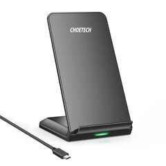 Беспроводное зарядное устройство Choetech Qi 10 Вт / подставка для телефона + USB-кабель - micro USB, черное (T524-S) цена и информация | Зарядные устройства для телефонов | 220.lv