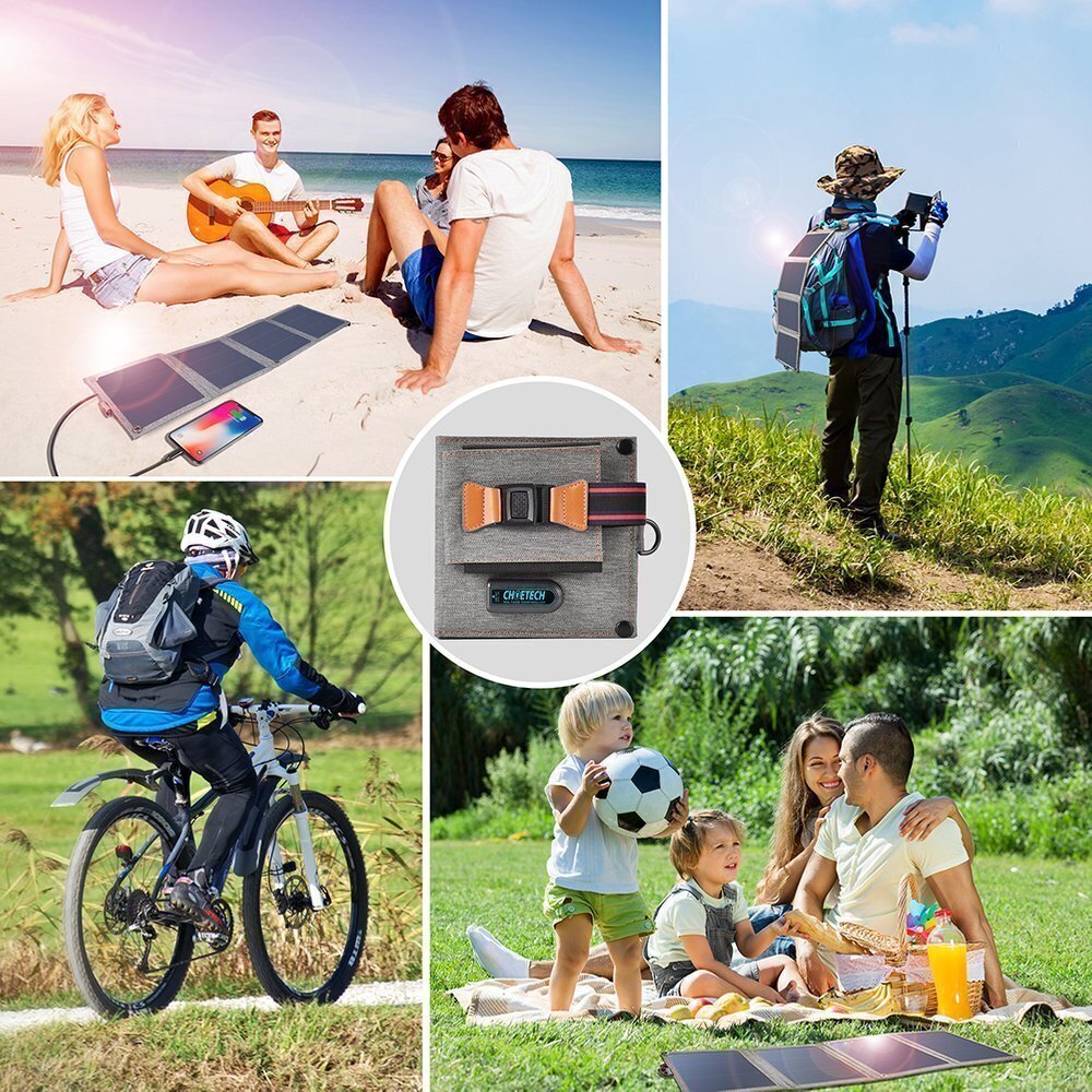 Choetech Foldable Travel Solar Solar Solar Charger 14W with USB 5V / 2.4A Solar Panel Gray (SC004) цена и информация | Lādētāji-akumulatori (Power bank) | 220.lv