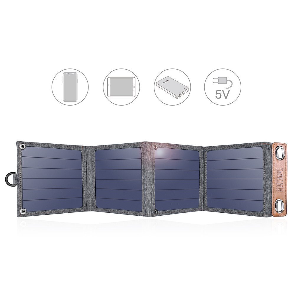 Choetech Foldable Travel Solar Solar Solar Charger 14W with USB 5V / 2.4A Solar Panel Gray (SC004) цена и информация | Lādētāji-akumulatori (Power bank) | 220.lv