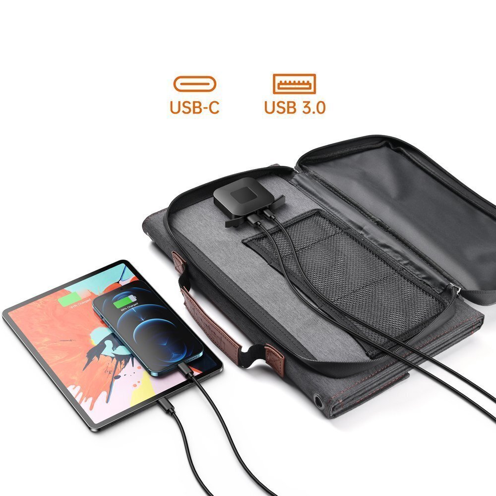 Choetech Foldable Solar Charger Solar Photovoltaic 36W Quick Charge Power Delivery USB / USB Type C (94 x 36 cm) Gray (SC006) цена и информация | Lādētāji-akumulatori (Power bank) | 220.lv