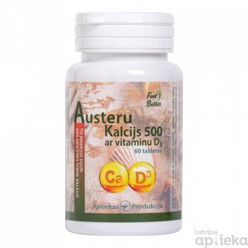 Austeru kalcijs 500/vit.D3 tab.N60 cena un informācija | Vitamīni, preparāti, uztura bagātinātāji labsajūtai | 220.lv