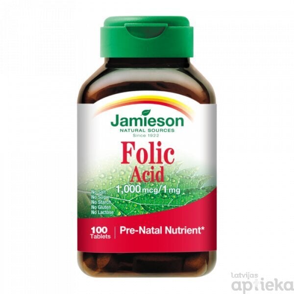 Jamieson Folic acid 1mg tab. N100 цена и информация | Vitamīni, preparāti, uztura bagātinātāji labsajūtai | 220.lv
