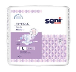 Подгузники Seni Optima Plus с эластичным поясом, L размер, 10 шт. цена и информация | Подгузники, прокладки, одноразовые пеленки для взрослых | 220.lv