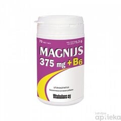 Uztura bagātinātājs Magnijs 375 mg + B6, 70 tabletes cena un informācija | Vitamīni, preparāti, uztura bagātinātāji labsajūtai | 220.lv