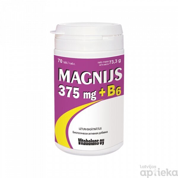 Uztura bagātinātājs Magnijs 375 mg + B6, 70 tabletes cena un informācija | Vitamīni, preparāti, uztura bagātinātāji labsajūtai | 220.lv