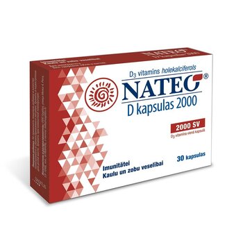 Nateo D 2000 SV kaps. N30 cena un informācija | Vitamīni, preparāti, uztura bagātinātāji labsajūtai | 220.lv