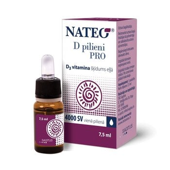 Nateo D3 4000 SV Pro pilieni 7.5ml cena un informācija | Vitamīni, preparāti, uztura bagātinātāji labsajūtai | 220.lv