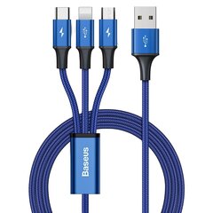 Baseus Rapid 3in1 USB cable - USB Type C / Lightning / micro USB for charging and data transfer (all plugs) 1.2m blue (CAJS000003) цена и информация | Кабели для телефонов | 220.lv