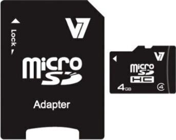 V7 MicroSDHC 4GB (+ SD adapteris) cena un informācija | Atmiņas kartes mobilajiem telefoniem | 220.lv