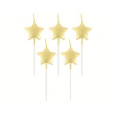 Sveces tortei Zvaigznes, metālisks zelts, 5 gab. cena un informācija | Svētku dekorācijas | 220.lv