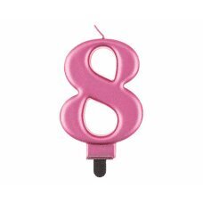 Dzimšanas dienas svece cipars 8, rozā metālisks, 8.0 cm cena un informācija | Svētku dekorācijas | 220.lv
